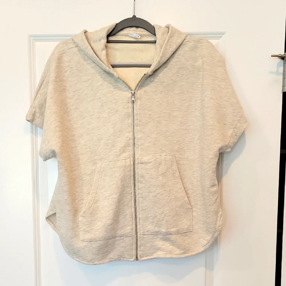 Zara Kids Girls 11-12 Heather Gray Shortsleeve Hoodie Full Zip Jacket NWOT